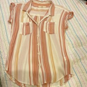 Thread & Supply Button Down Soft Stripe BlouseSize L